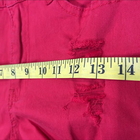 Track 23 Red Distressed Fashion Denim SuperStretch Shorts, Size 3, 9.5" Mid Rise - Picture 4 of 4